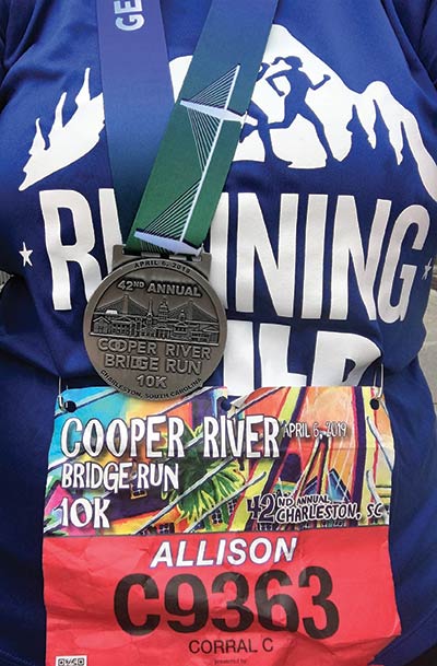 Allison Macfie participated in the 2019 Cooper River Bridge Run as a part of the Running Wild for Wishes team.