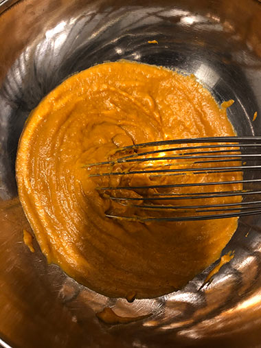 Combining the pumpkin mixture