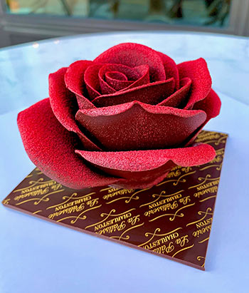 A handcrafted rose from La Patisserie.