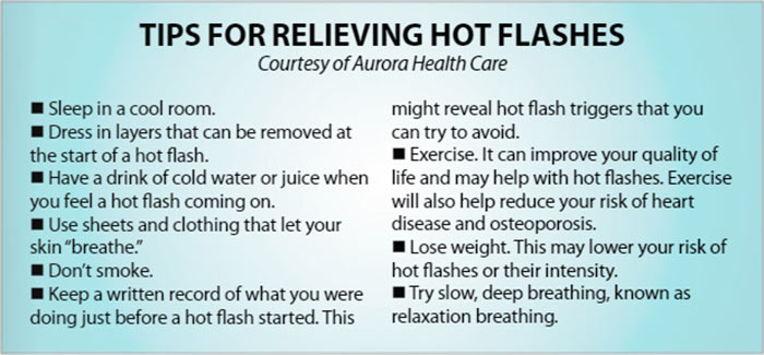 Tips for Relieving Hot Flashes courtesy of Aurora Health Care
